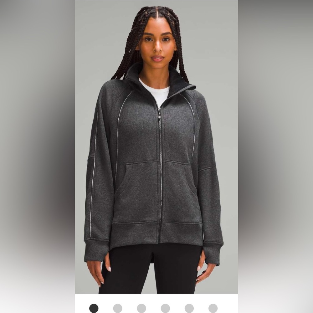Lululemon XS/S Scuba Oversized Funnel-Neck Zip Up Plush in Heather Black/Black